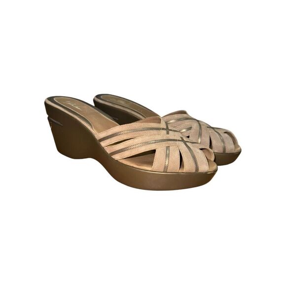 Cole Haan tan/ taupe Peep Toe Platform Sandal Women's Sz 10 Great Condition - Picture 7 of 10